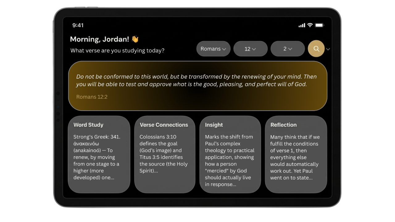 Anakai Bible study app mockup